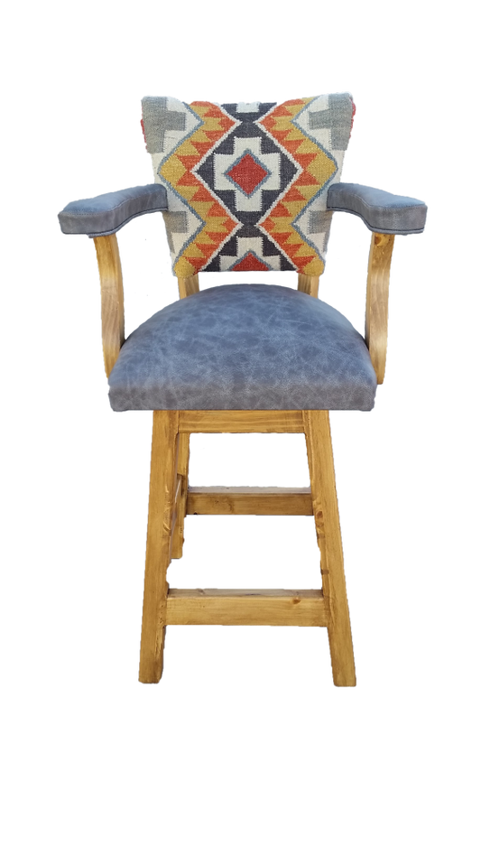Stone Blaze Kilim Swivel Barstool