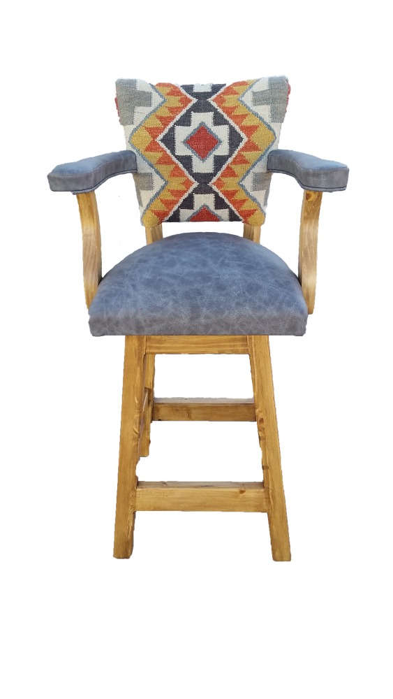 Stone Blaze Kilim Swivel Barstool