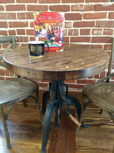 30" Round Boxcar Table With Industrial Base