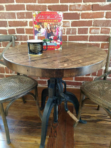 48" Round Boxcar Table With Industrial Base