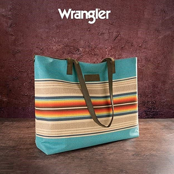 Wrangler Turquoise Pattern Print Canvas Tote Bag - Muti 