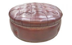 Armstrong Ottoman Pictured In Cowboys And Indians Mag-Fabric And Leather