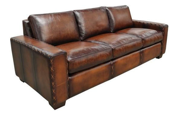 3 Seat Breckenridge Sofa In Rowdy Bison Leather Acorn