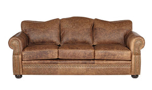 3 Seat Stetson Sofa With Pony Brindle Back And Verona Sepia Yoke-Saloon Texas Leather