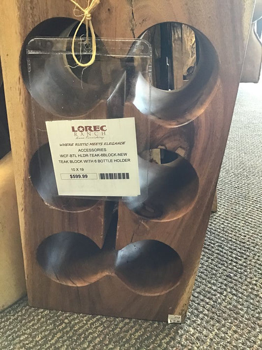 Teak Block With 6 Bottle Holder