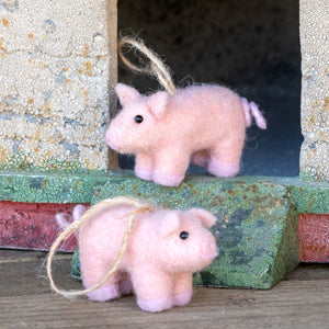 Wool Piglet Ornament- Set of 2