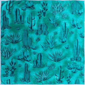 Southwest Collection Silk Scarf (Wild Rag) With Cactus Print